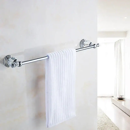 Crystal chrome towel bar bathroom rack with faceted accent