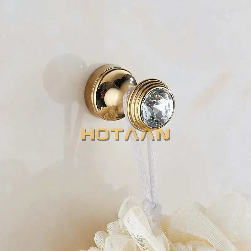 Crystal chrome wall hook set gold and antique brass bathroom decor