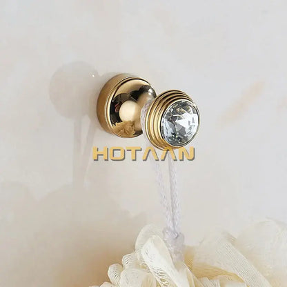Crystal chrome wall hook set gold and antique brass bathroom decor