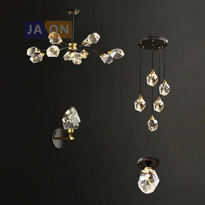Crystal copper chandelier lighting gold & black dining room