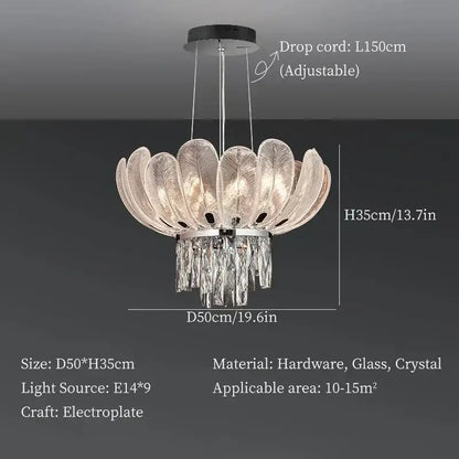 Crystal crown chandelier tiered glass light for living room