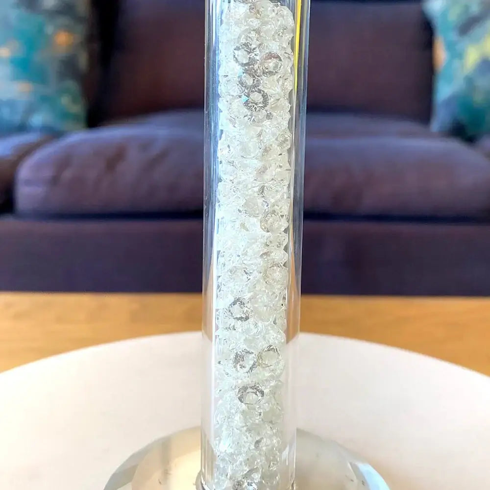 Crystal diamond glass candle holder dining room white bead inlay