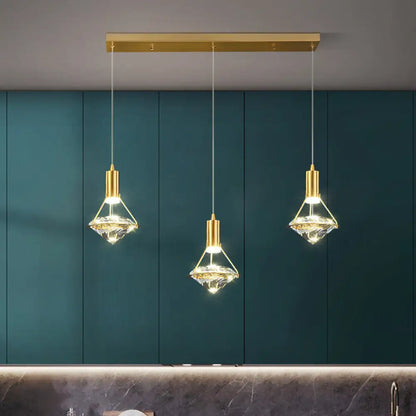 DecorBites™ Crystal Diamond Island Pendant Light with LED and Modern Gold Finish