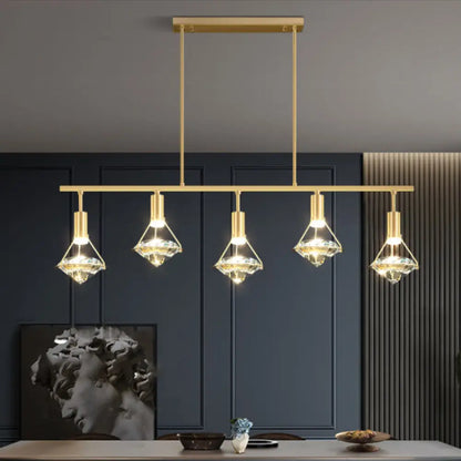 DecorBites™ Crystal Diamond Island Pendant Light with LED and Modern Gold Finish