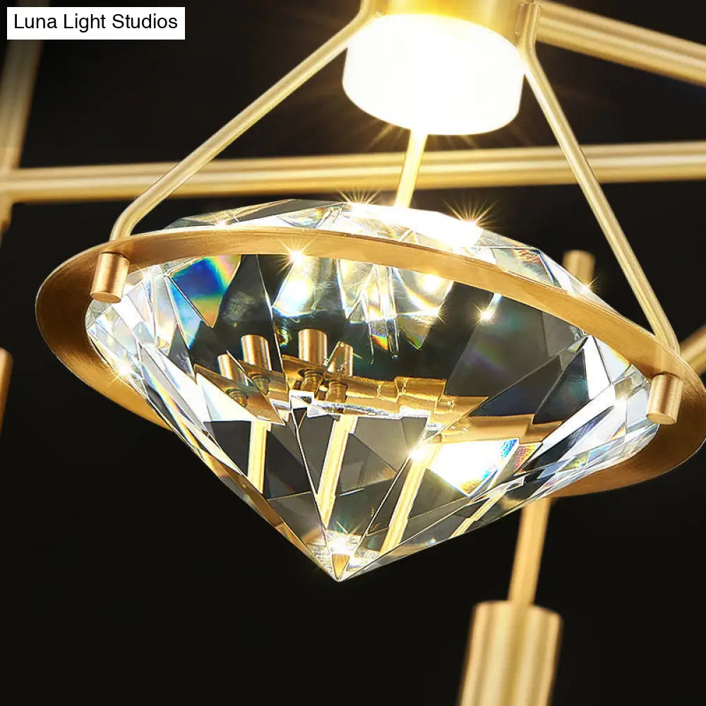 DecorBites™ Crystal Diamond Island Pendant Light with LED and Modern Gold Finish