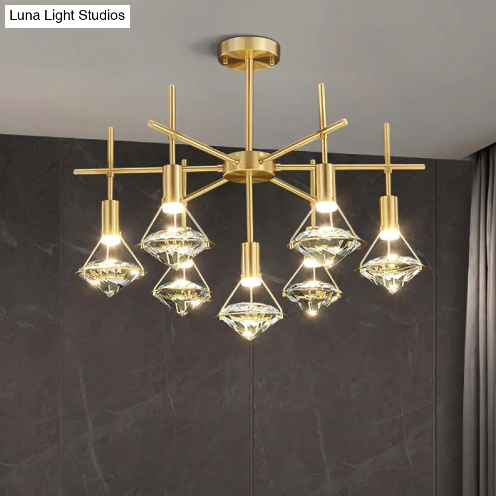 DecorBites™ Crystal Diamond Island Pendant Light with LED and Modern Gold Finish