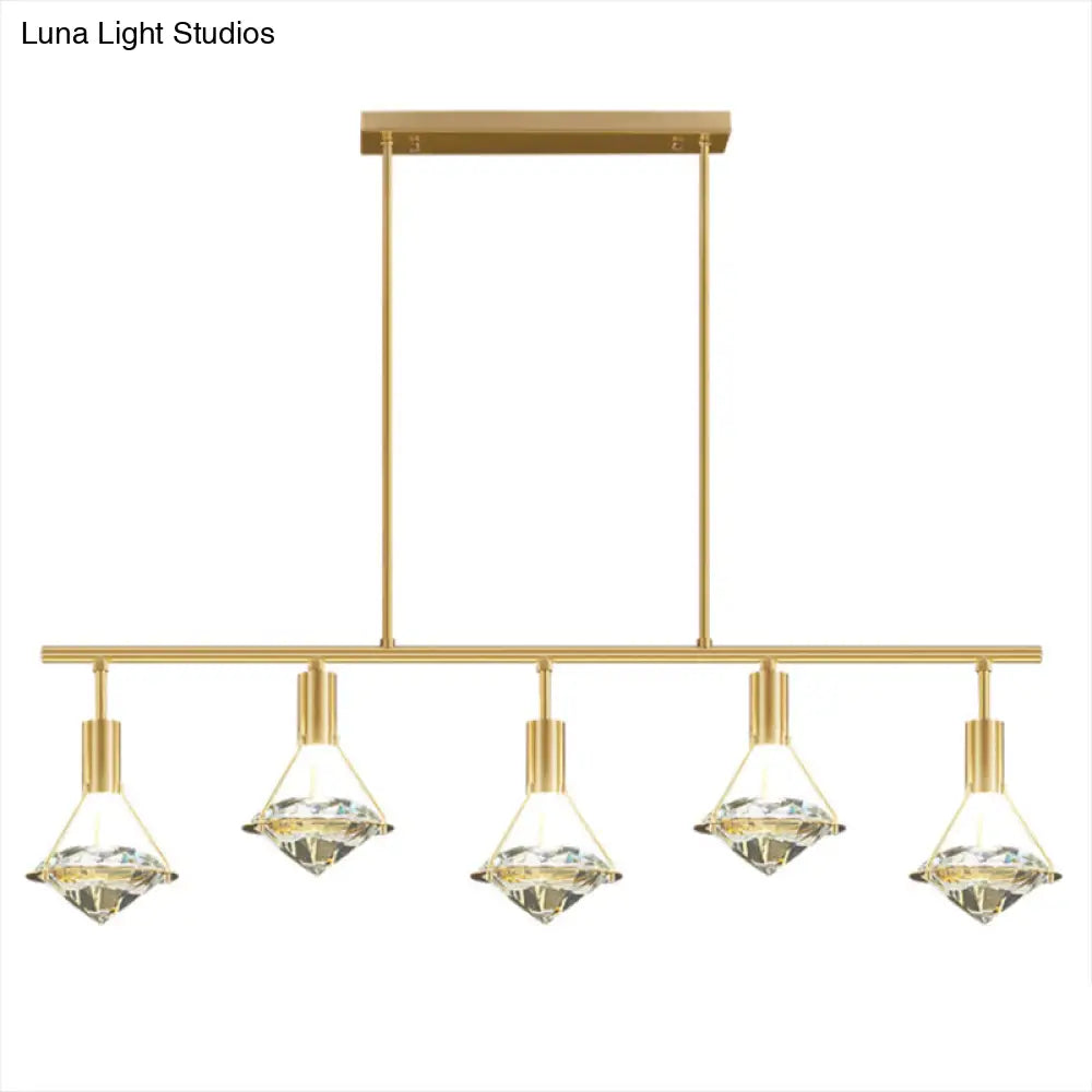 DecorBites™ Crystal Diamond Island Pendant Light with LED and Modern Gold Finish