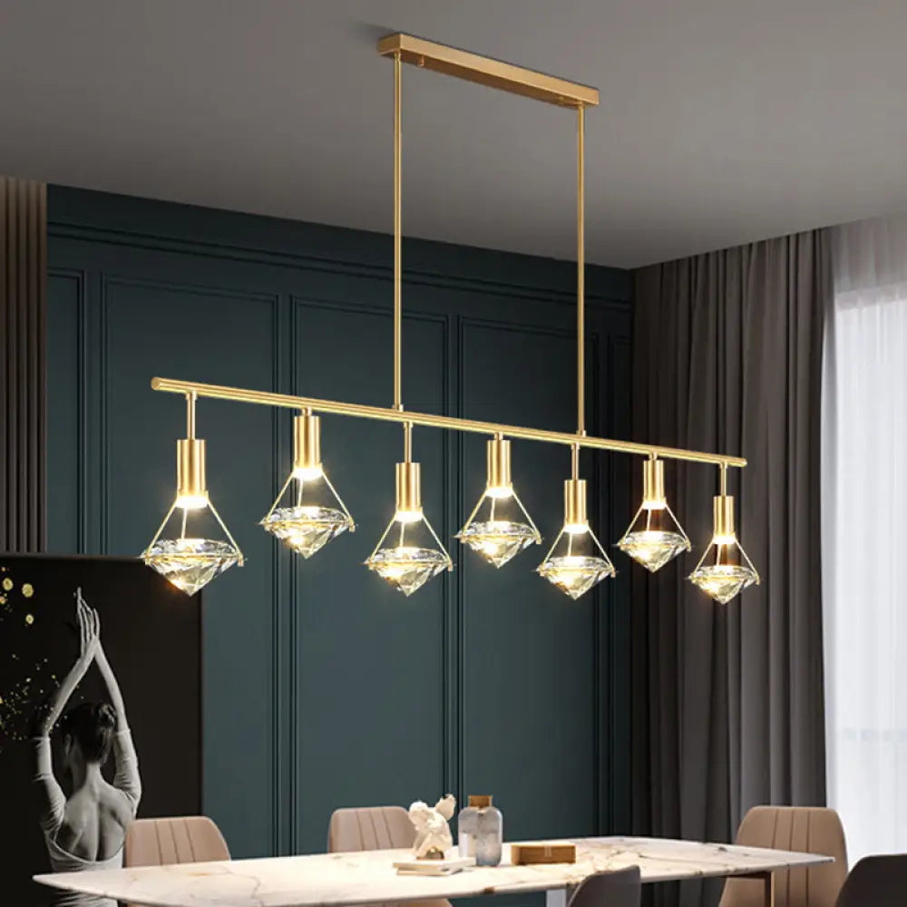 DecorBites™ Crystal Diamond Island Pendant Light with LED and Modern Gold Finish