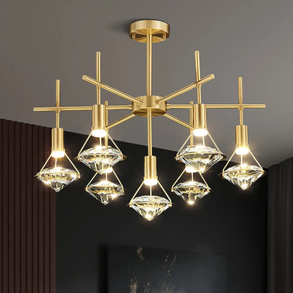 DecorBites™ Crystal Diamond Island Pendant Light with LED and Modern Gold Finish
