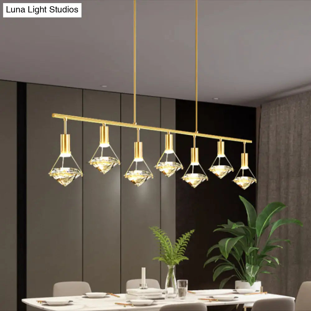 DecorBites™ Crystal Diamond Island Pendant Light with LED and Modern Gold Finish