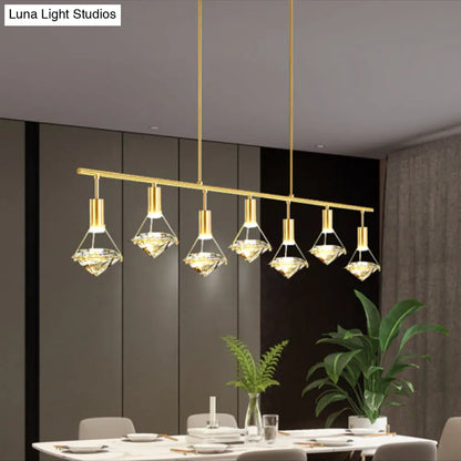 DecorBites™ Crystal Diamond Island Pendant Light with LED and Modern Gold Finish