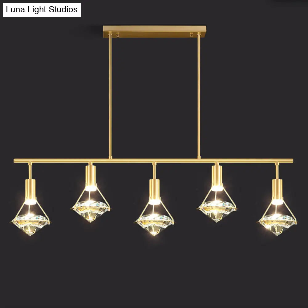 DecorBites™ Crystal Diamond Island Pendant Light with LED and Modern Gold Finish