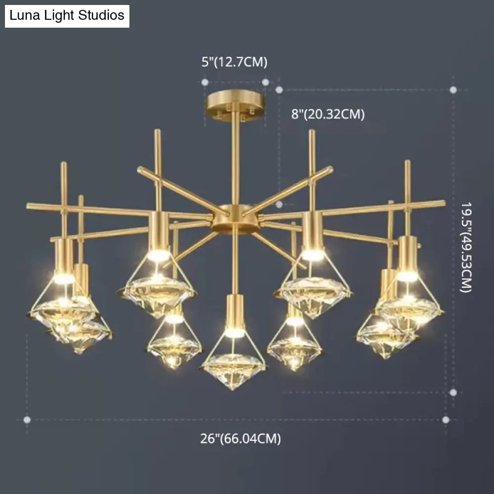 DecorBites™ Crystal Diamond Island Pendant Light with LED and Modern Gold Finish