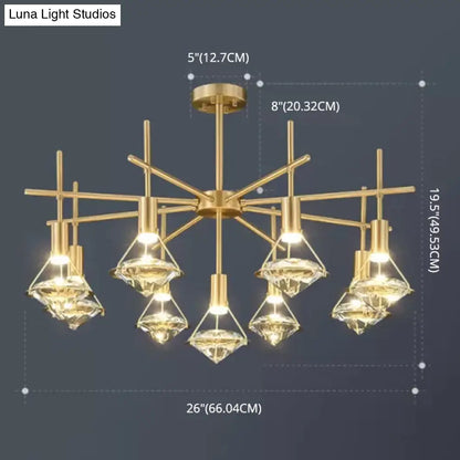 DecorBites™ Crystal Diamond Island Pendant Light with LED and Modern Gold Finish