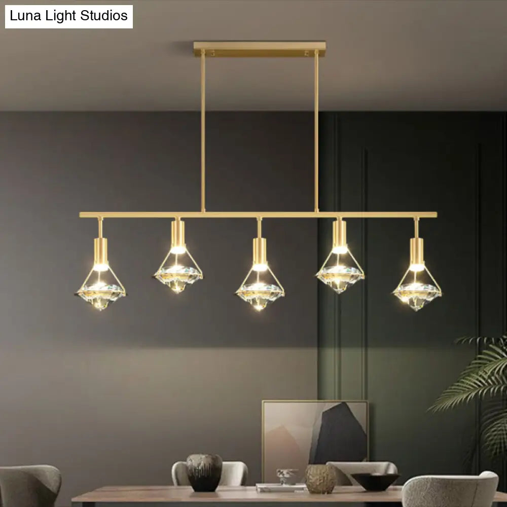 DecorBites™ Crystal Diamond Island Pendant Light with LED and Modern Gold Finish