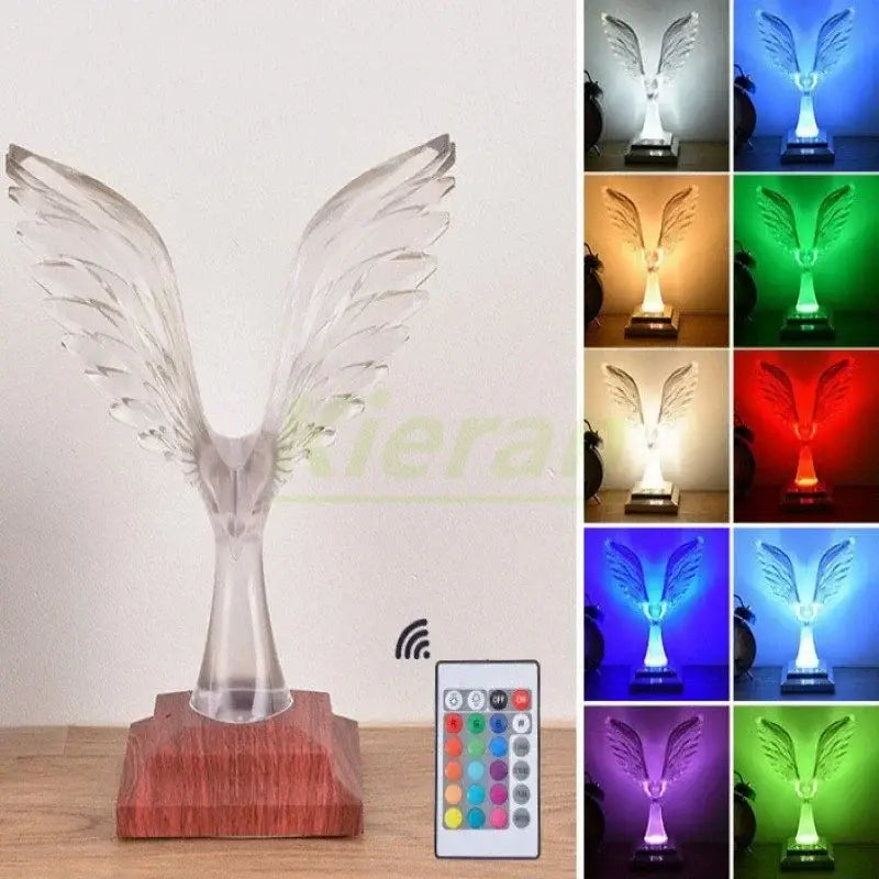 Crystal eagle led table table lamp for bedroom wood base
