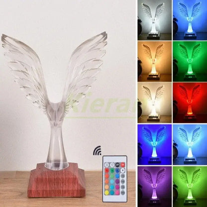 Crystal eagle led table table lamp for bedroom wood base