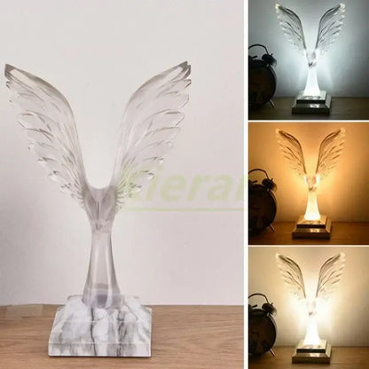 Crystal eagle led table table lamp for bedroom wood base