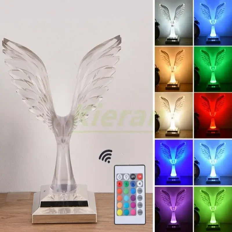 Crystal eagle led table table lamp for bedroom wood base