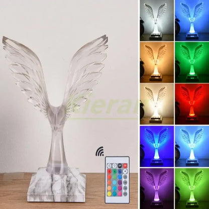 Crystal eagle led table table lamp for bedroom wood base
