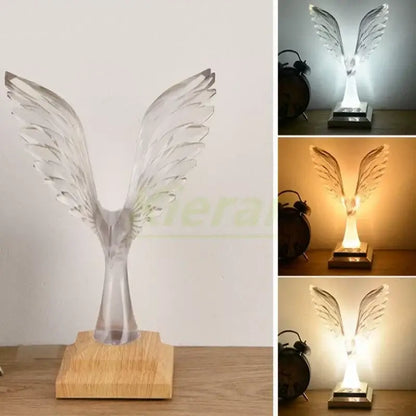Crystal eagle led table table lamp for bedroom wood base