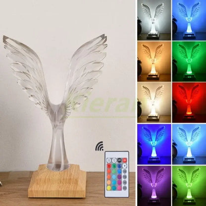Crystal eagle led table table lamp for bedroom wood base