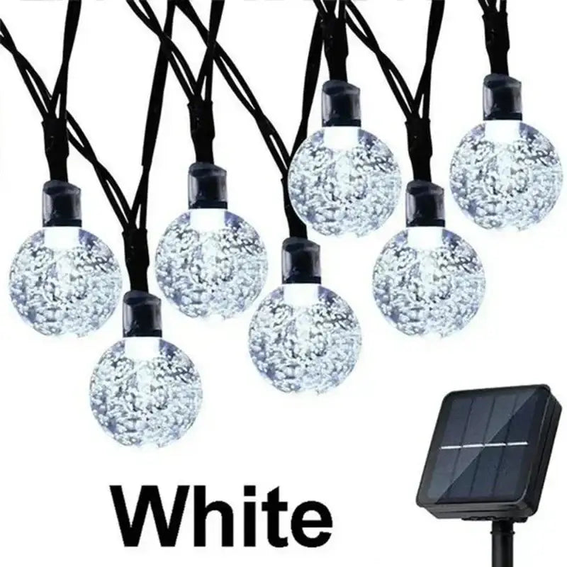 Crystal fairy solar string lights warm yellow patio decor