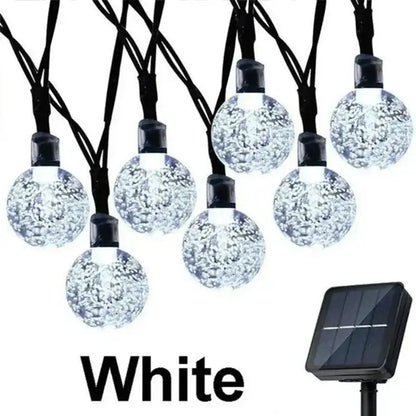 Crystal fairy solar string lights warm yellow patio decor