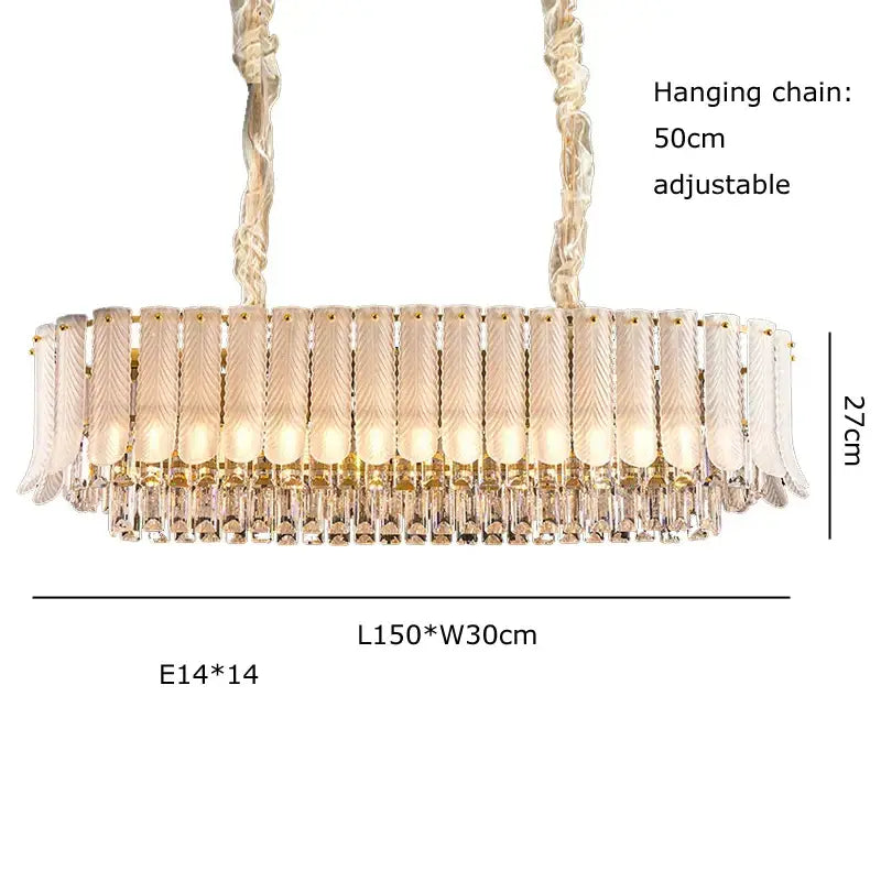 Crystal feather ceiling pendant light – living room glass chandelier