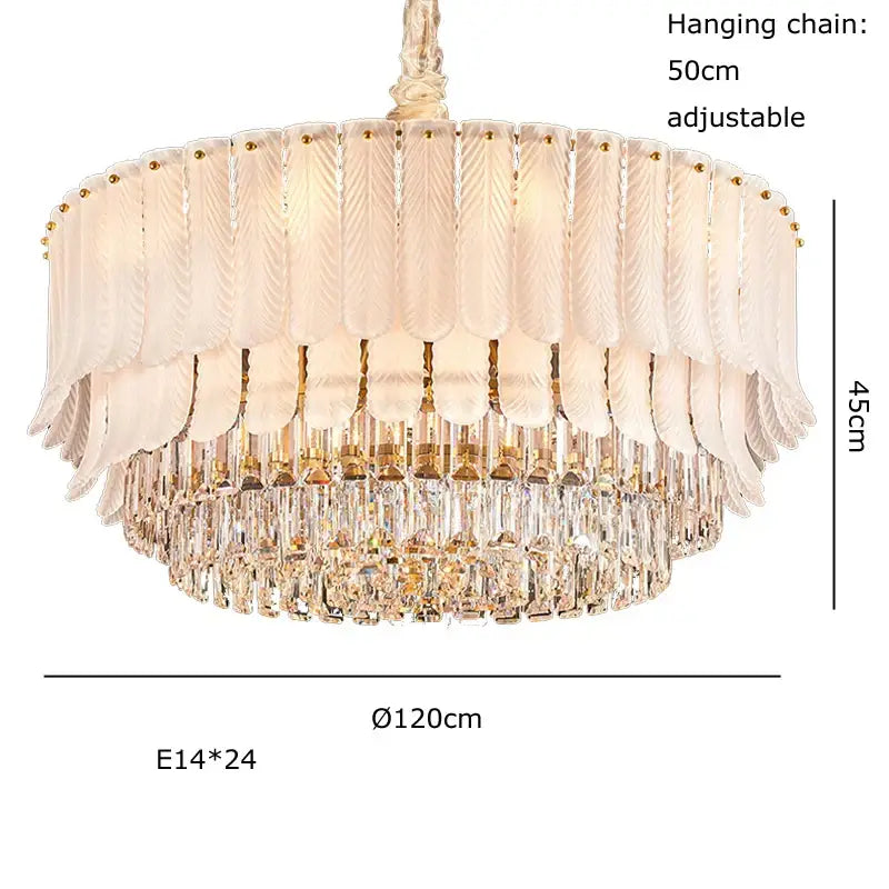 Crystal feather ceiling pendant light – living room glass chandelier