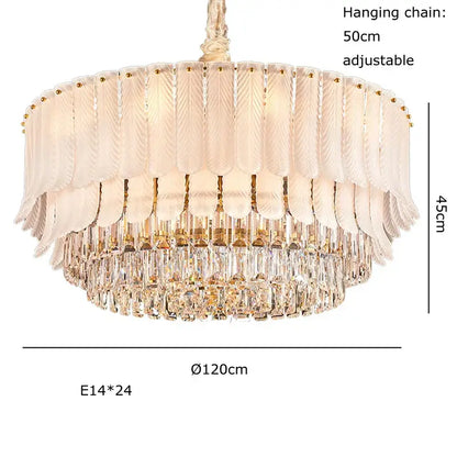 Crystal feather ceiling pendant light – living room glass chandelier