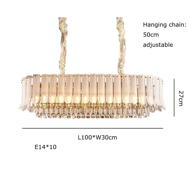 Crystal feather ceiling pendant light – living room glass chandelier