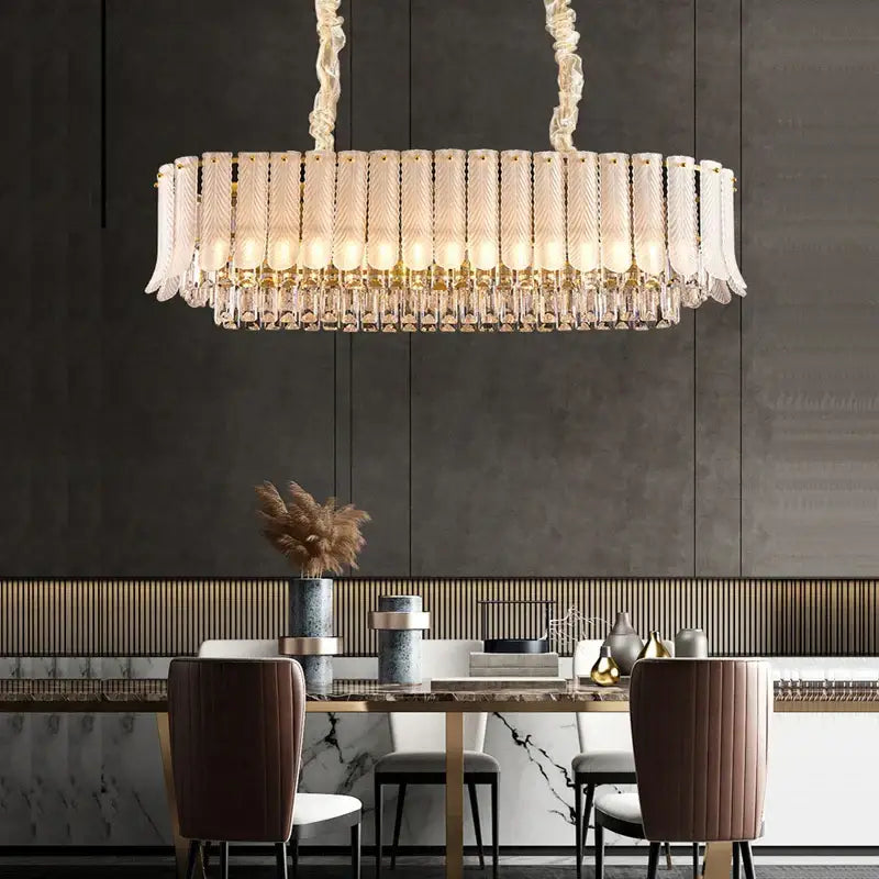 Crystal feather ceiling pendant light – living room glass chandelier