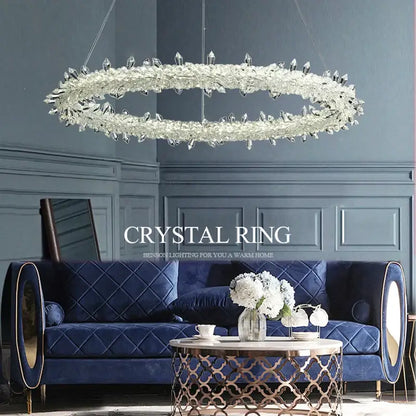 Crystal flower led ring chandelier for dining room lighting
