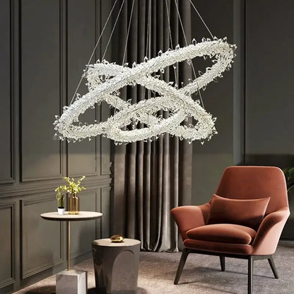 Crystal flower led ring chandelier for dining room lighting