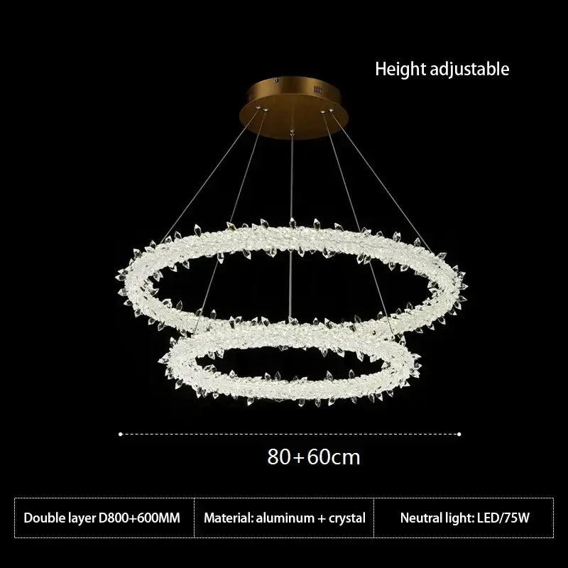 Crystal flower led ring chandelier for dining room lighting