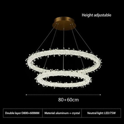 Crystal flower led ring chandelier for dining room lighting
