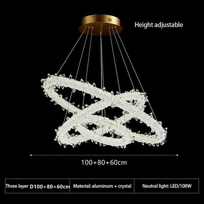 Crystal flower led ring chandelier for dining room lighting