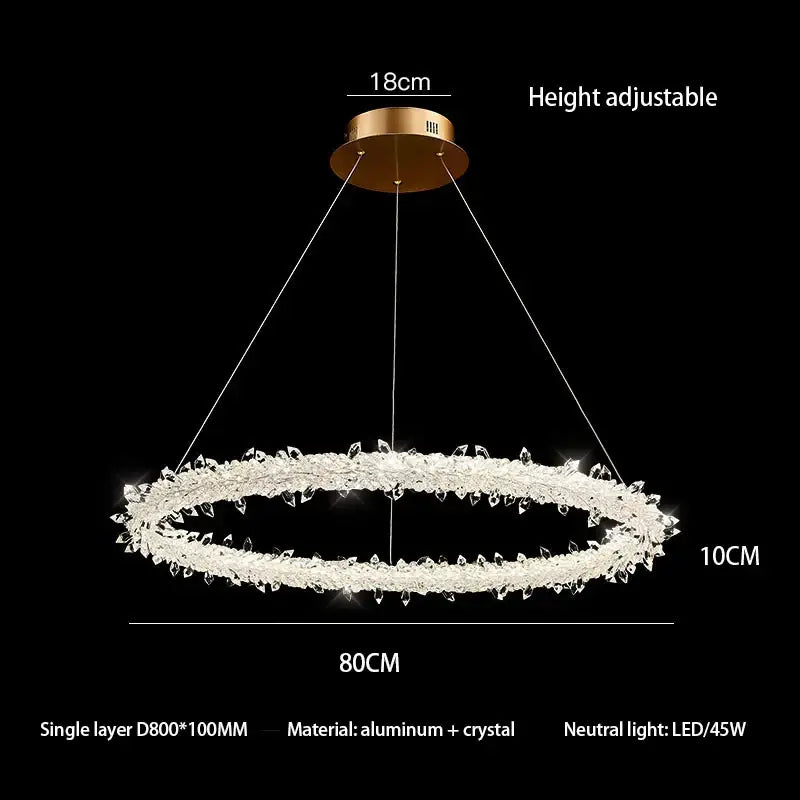 Crystal flower led ring chandelier for dining room lighting