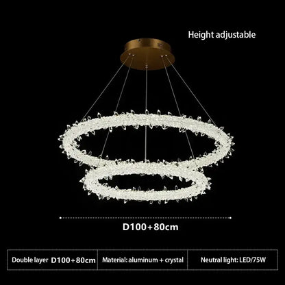 Crystal flower led ring chandelier for dining room lighting