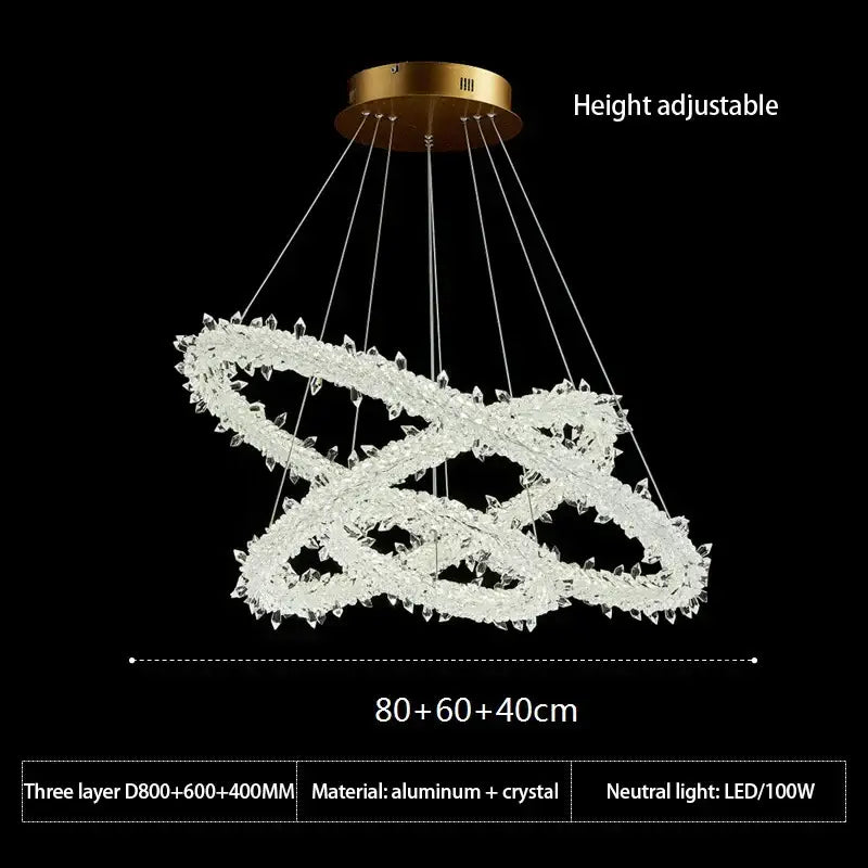 Crystal flower led ring chandelier for dining room lighting