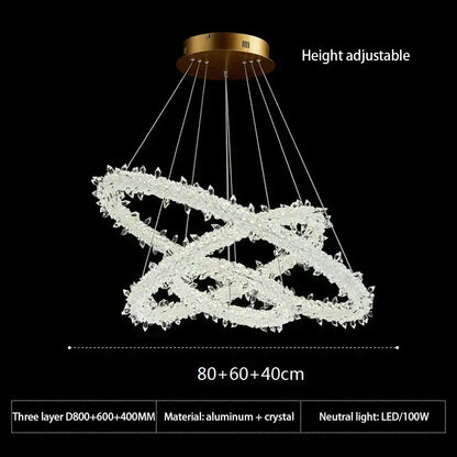 Crystal flower led ring chandelier for dining room lighting