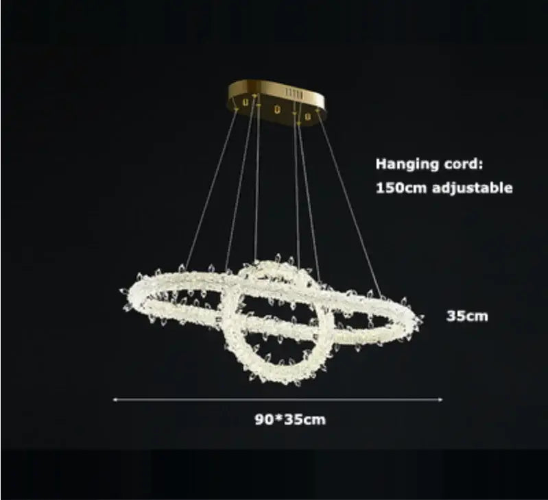 Crystal flower led ring chandelier for dining room lighting