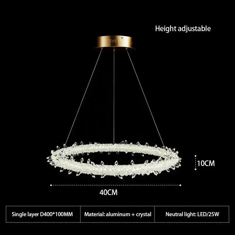 Crystal flower led ring chandelier for dining room lighting