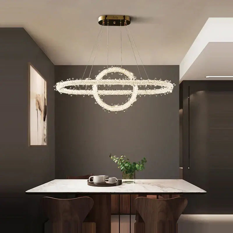 Crystal flower led ring chandelier for dining room lighting