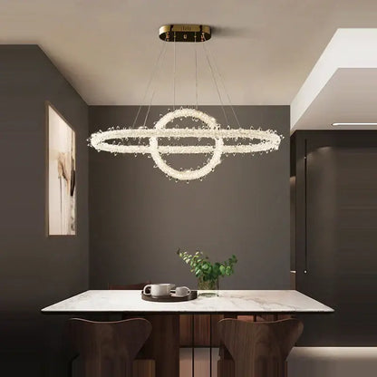 Crystal flower led ring chandelier for dining room lighting