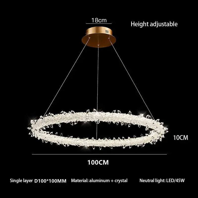 Crystal flower led ring chandelier for dining room lighting