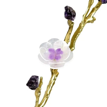 Crystal flower tree sculpture with white marble base living room decor
