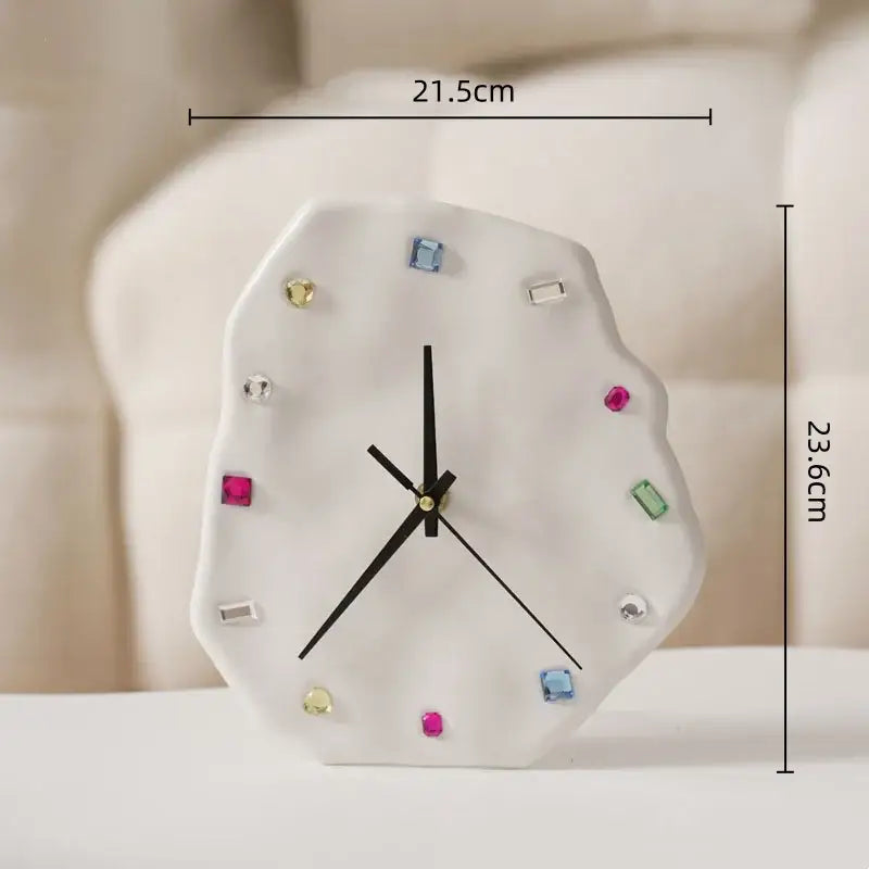 Crystal geometric black & white wall clock living room decor