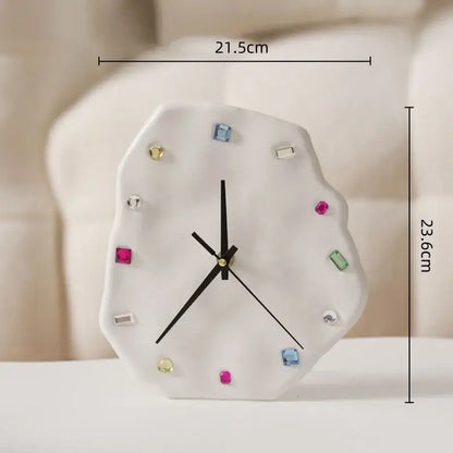 Crystal geometric black & white wall clock living room decor